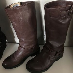 Brown Leather western inspired Moto Frye Boots
